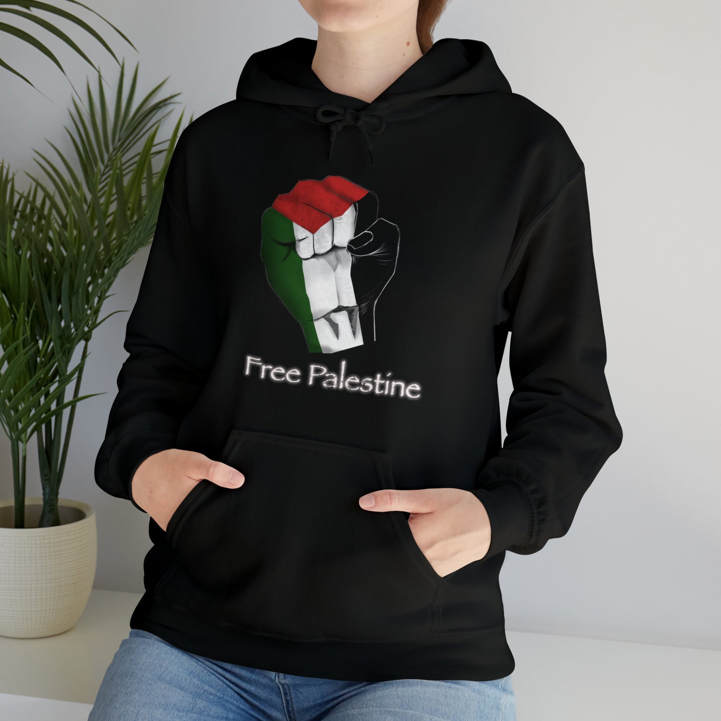 Black Free Palestine Unisex Heavy Blend™ Hooded Sweatshirt