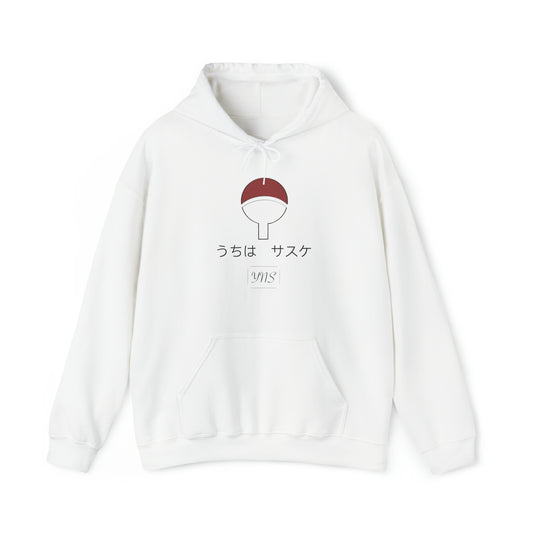 White Sasuke Uchiha Unisex Heavy Blend™ Hooded Sweatshirt