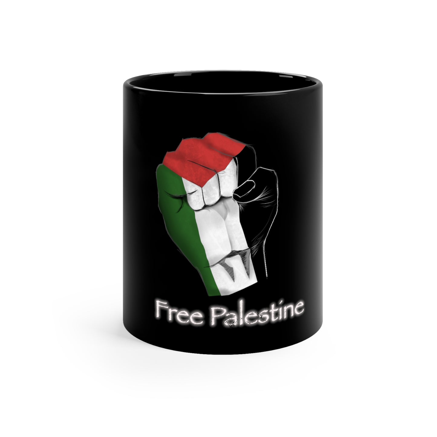 Free Palestine - Freedom Fist 11oz Black Mug