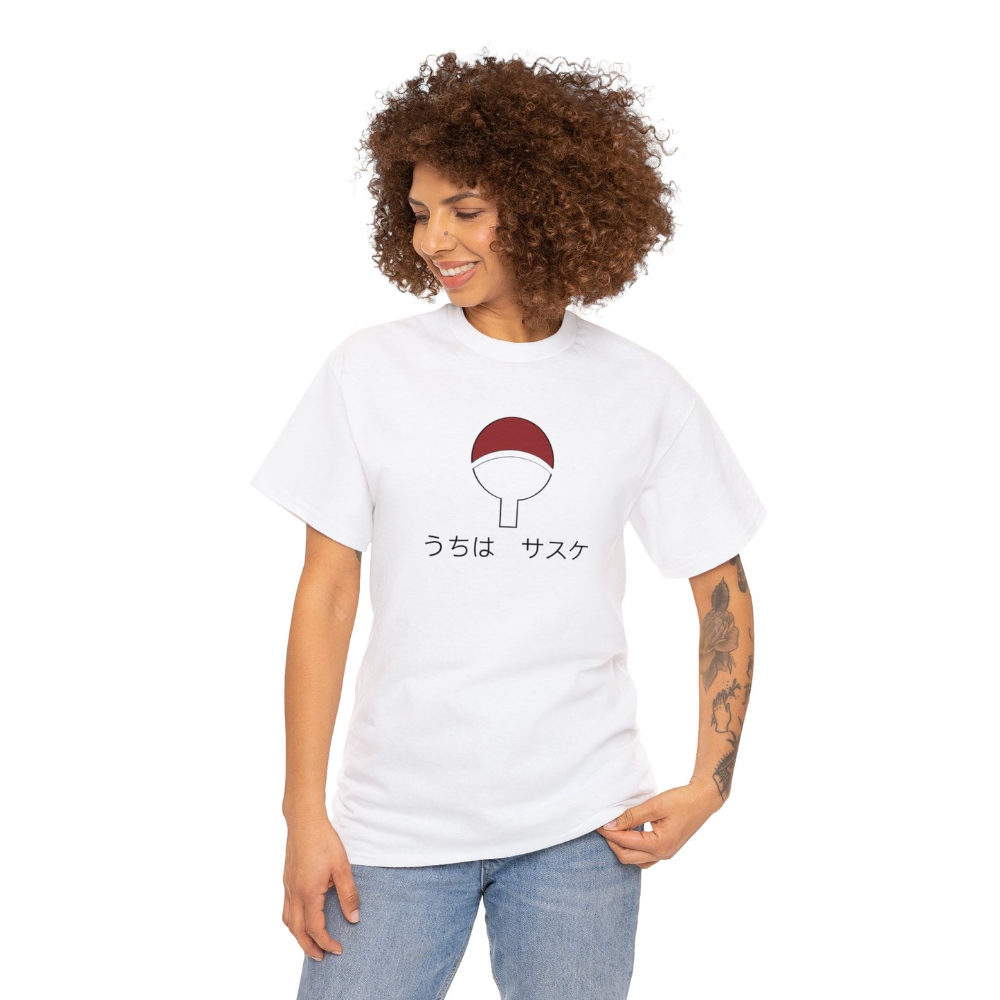 White Sasuke Uchiha Unisex Heavy Cotton Tee