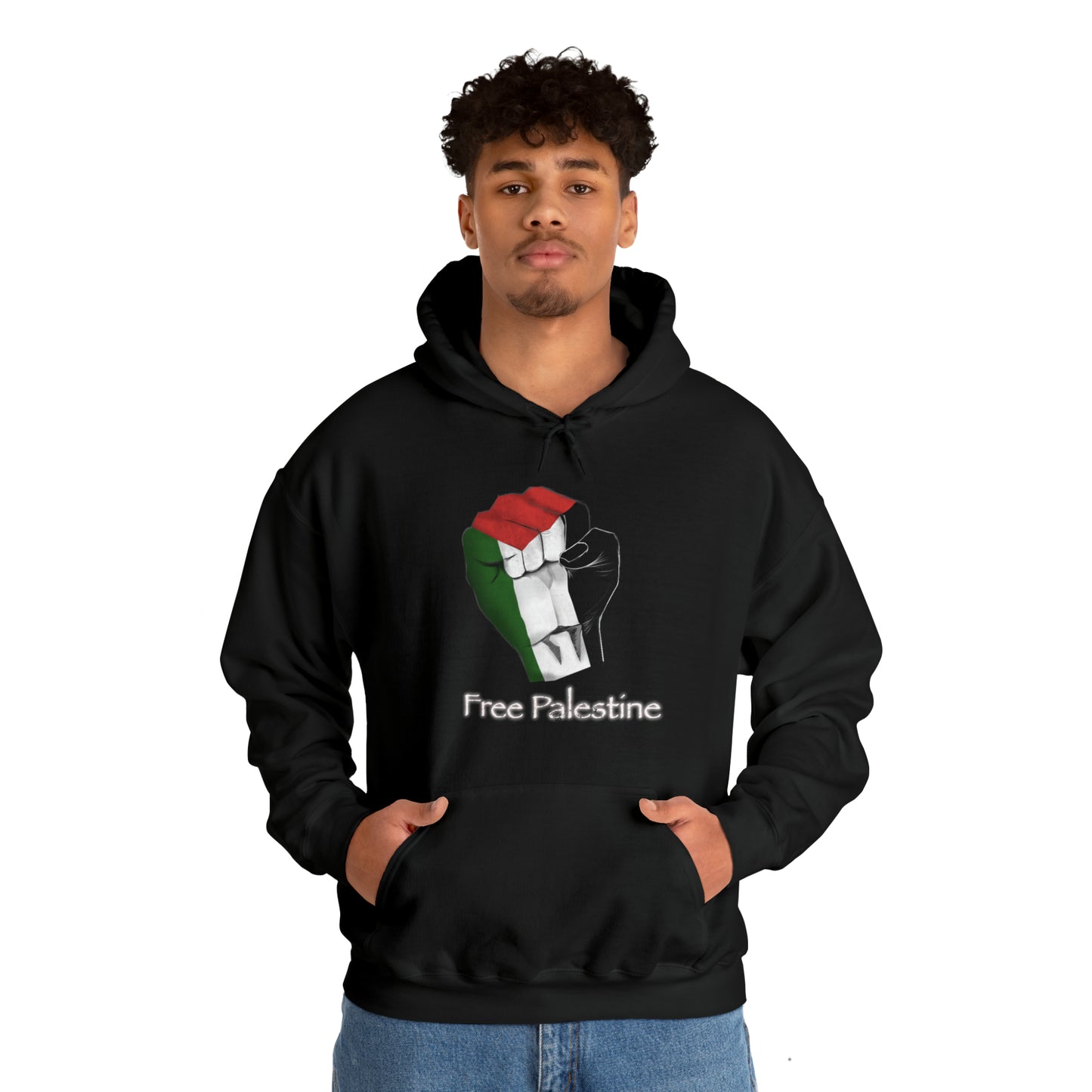 Black Free Palestine Unisex Heavy Blend™ Hooded Sweatshirt