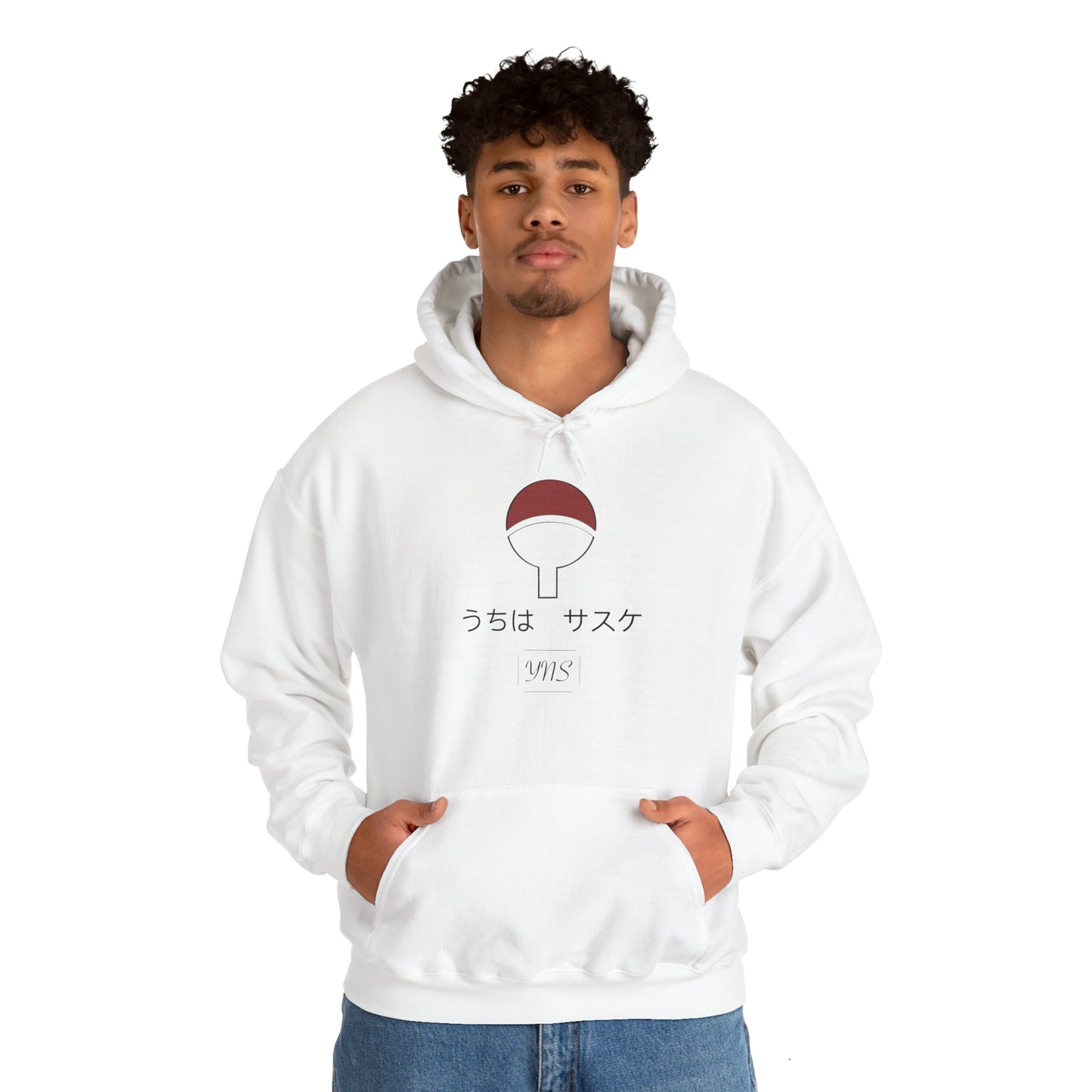 White Sasuke Uchiha Unisex Heavy Blend™ Hooded Sweatshirt