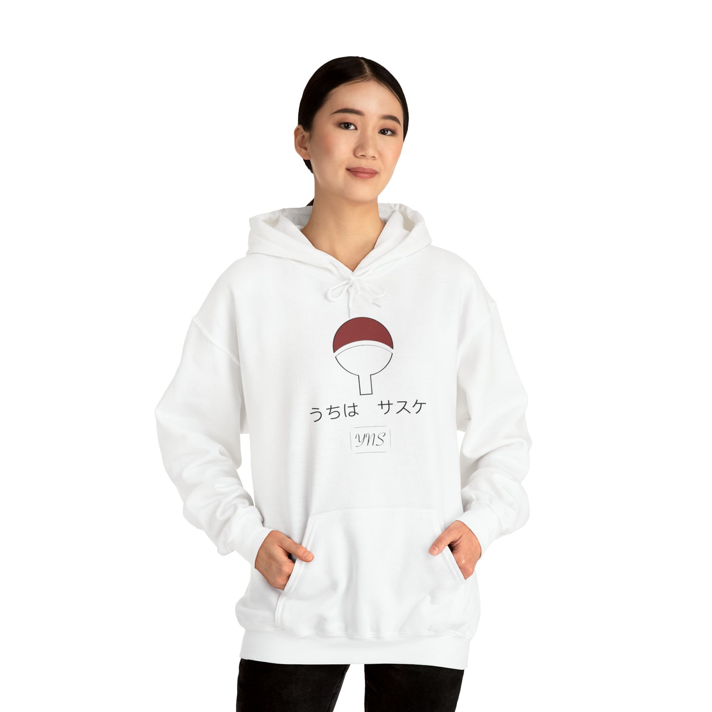 White Sasuke Uchiha Unisex Heavy Blend™ Hooded Sweatshirt